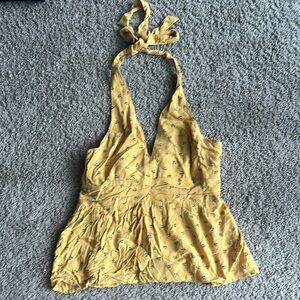 American Eagle yellow halter crop top
